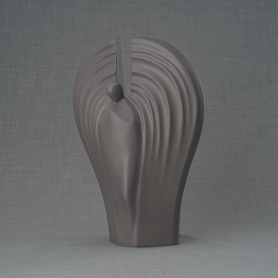 Guardian Angel Adult Cremation Urn for Ashes in Matte Grey