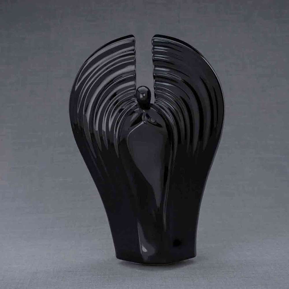 Guardian Angel Adult Cremation Urn for Ashes in Black