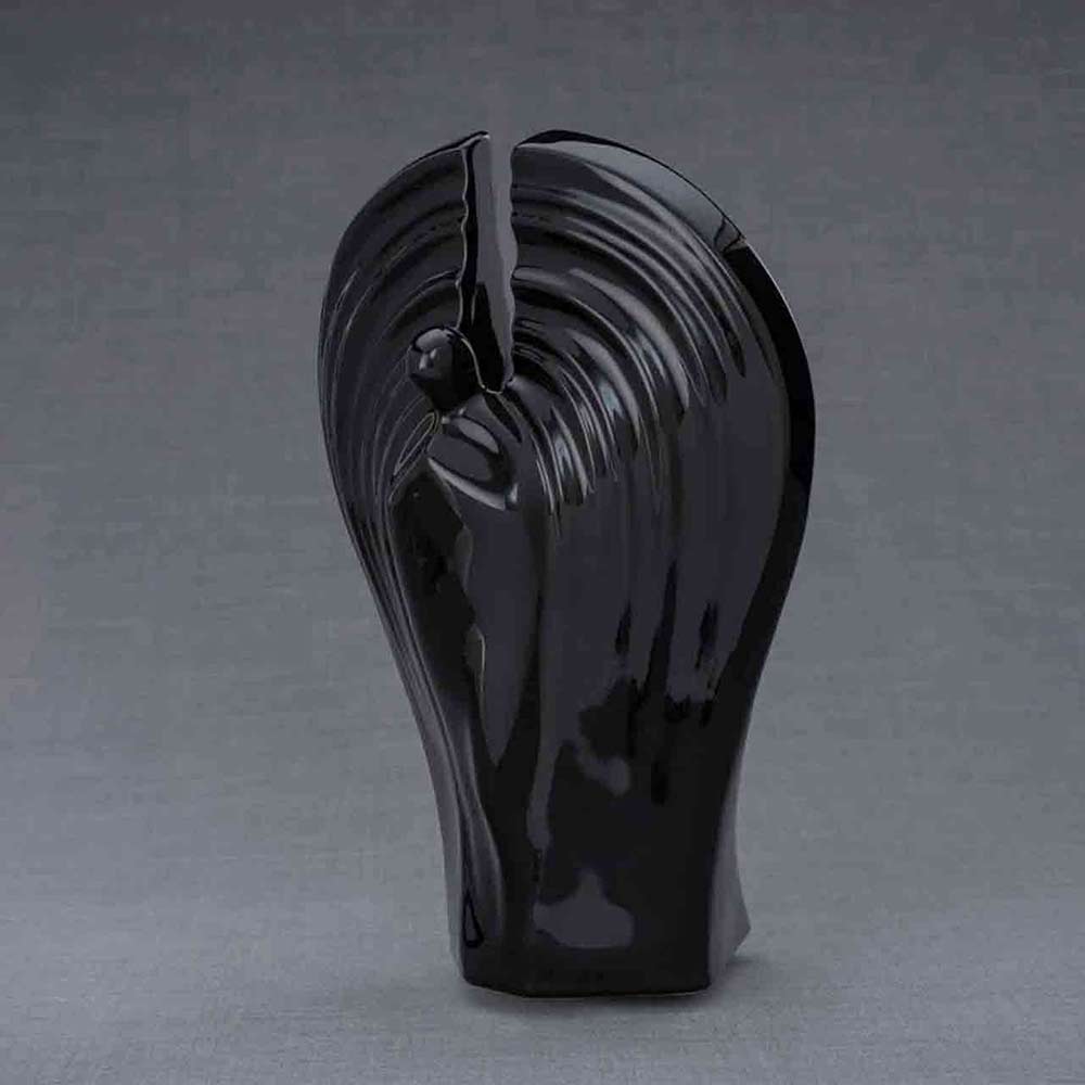 Guardian Angel Adult Cremation Urn for Ashes in Black
