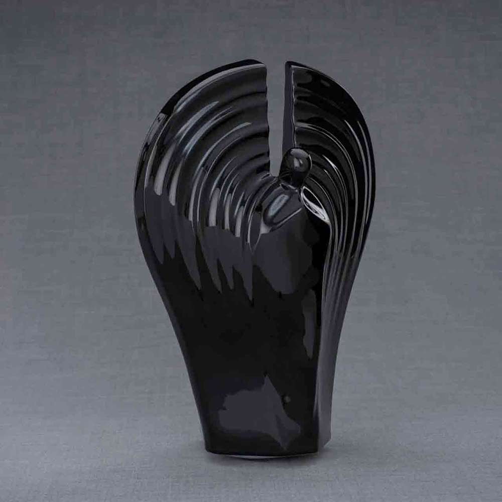 Guardian Angel Adult Cremation Urn for Ashes in Black