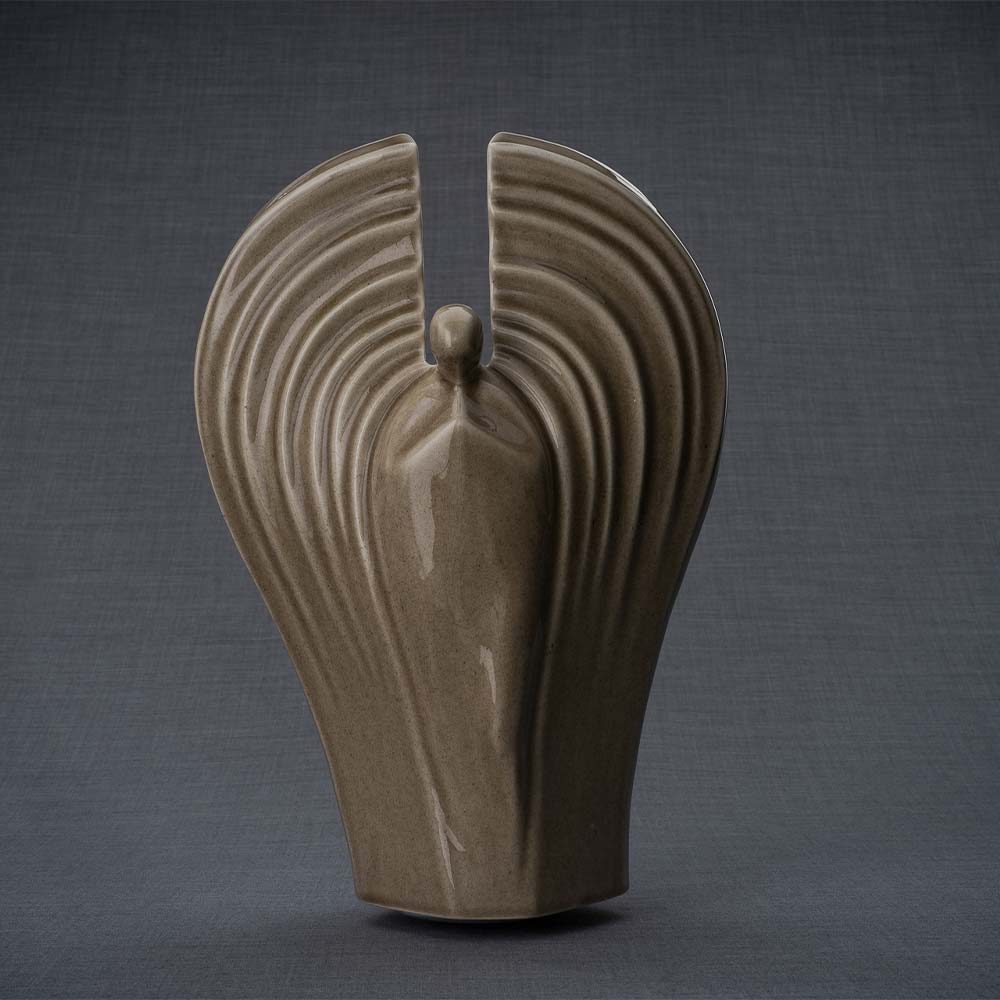Guardian Cremation Urn for Ashes in Dark Beige Grey Background