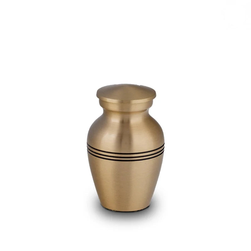 Classic Metal Keepsake Urn for Ashes in Brushed Gold