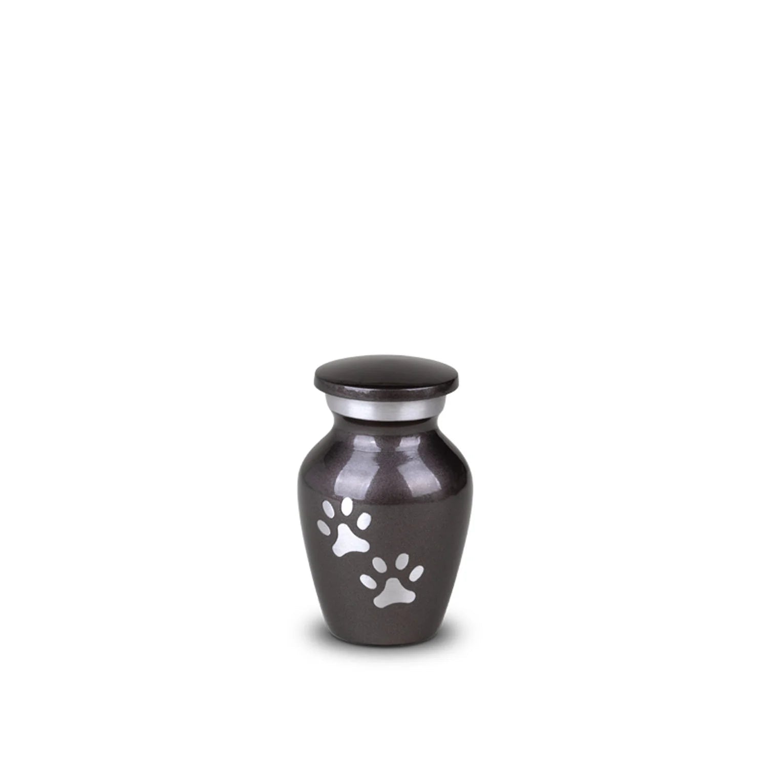 Pawprint Pet Keepsake Urn for Ashes in White & Silver