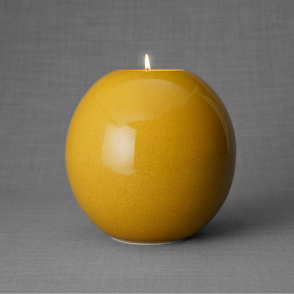 Harmony Adult Cremation Urn for Ashes in Amber Yellow Front View