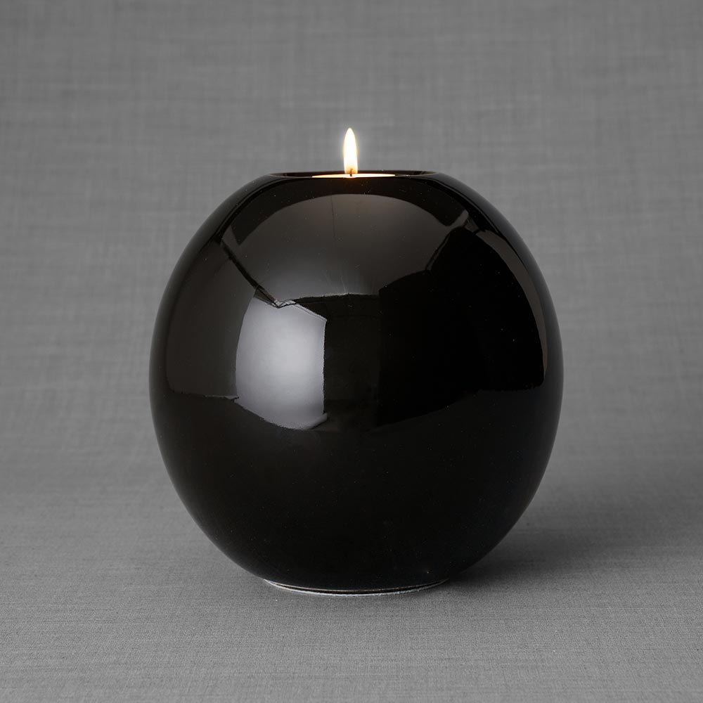 Harmony Adult Cremation Urn for Ashes in Glossy Black Front View