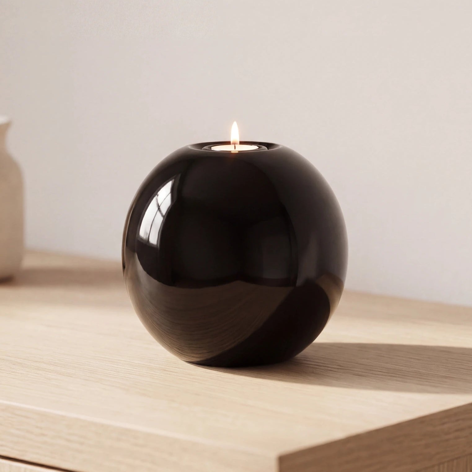 Harmony Adult Cremation Urn for Ashes in Glossy Black