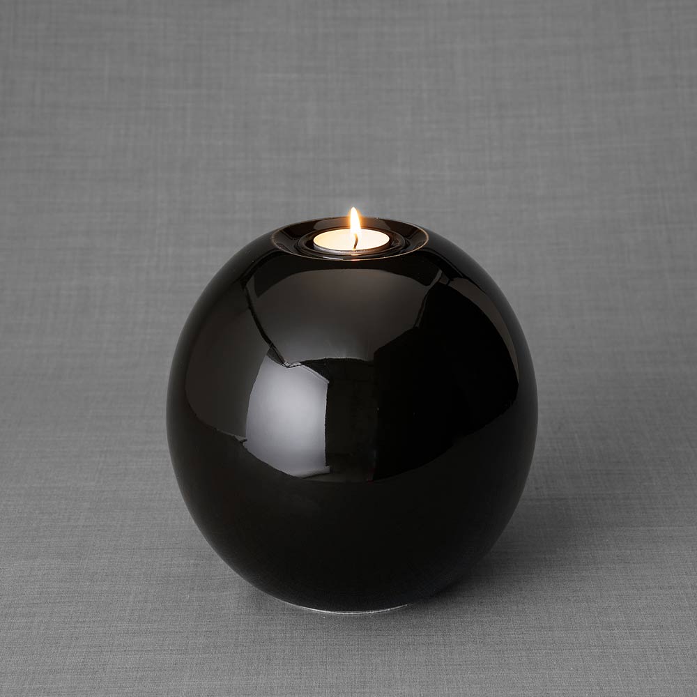 Harmony Adult Cremation Urn for Ashes in Glossy Black