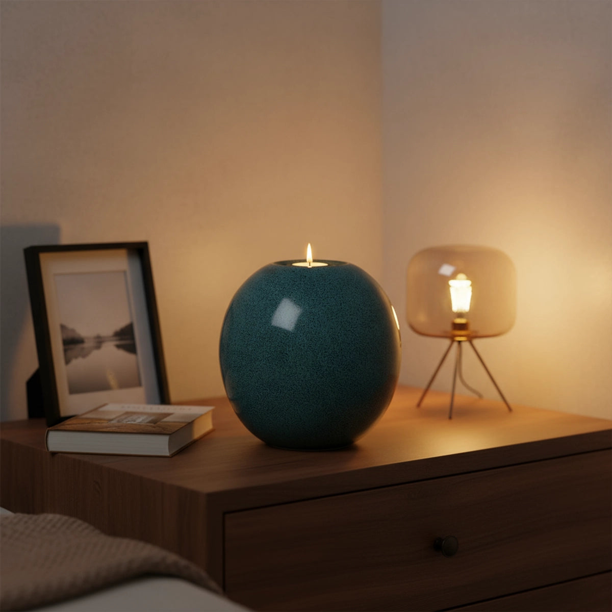 Harmony Adult Cremation Urn for Ashes in Oily Blue Melange