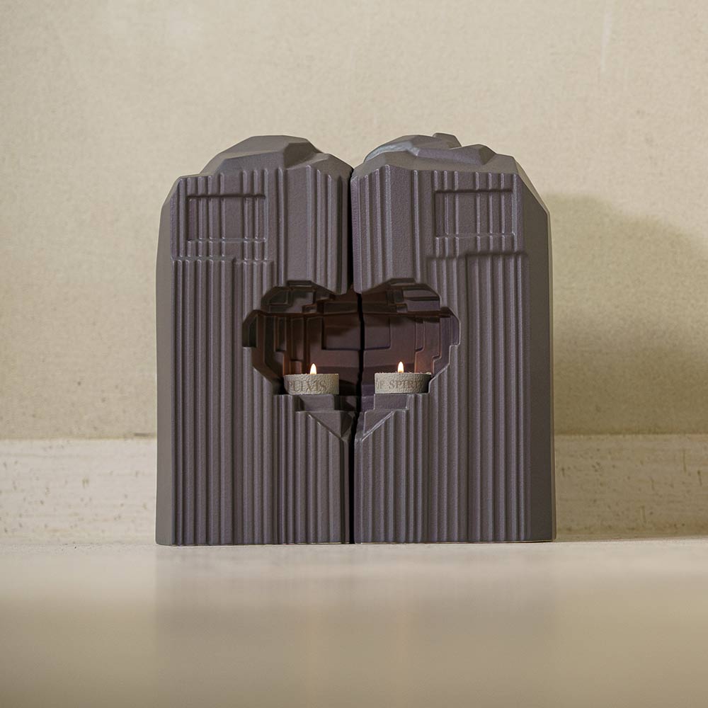Heart Companion Urns for Two Adults in Matte Grey