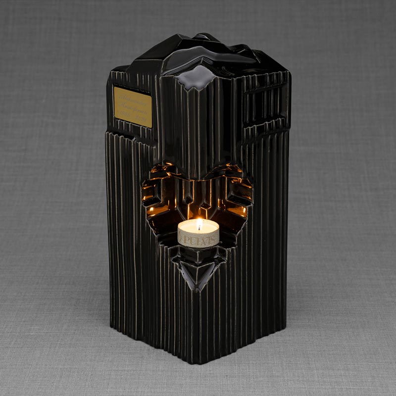 Heart Adult Cremation Urn for Ashes in Black
