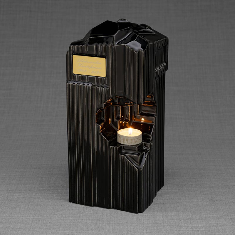 Heart Cremation Urn for Ashes Black Left View