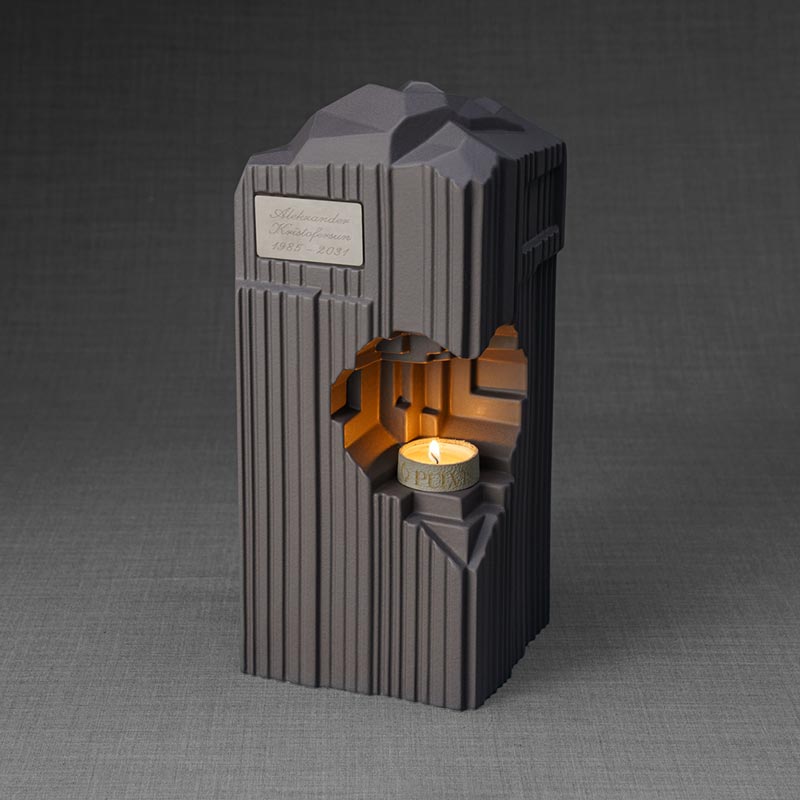 Heart Cremation Urn for Ashes Charcoal Grey Left View