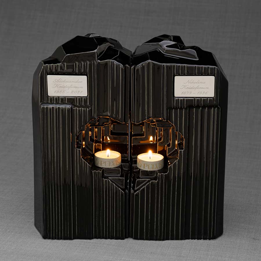 Heart Cremation Urn for Ashes Companion Black