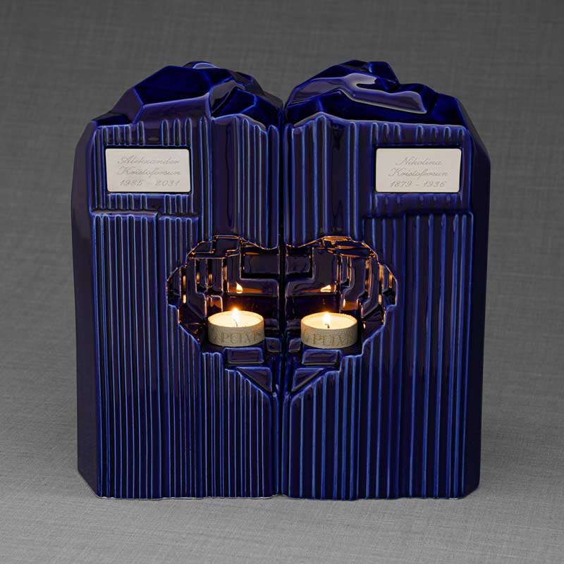 Heart Cremation Urn for Ashes Companion Metallic Blue
