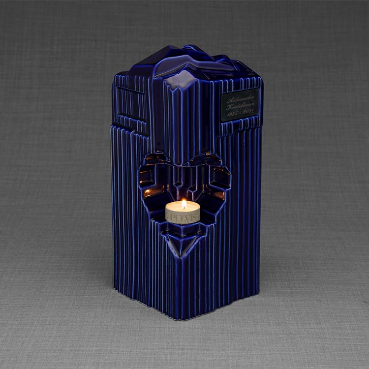 Heart Adult Cremation Urn for Ashes in Metallic Blue