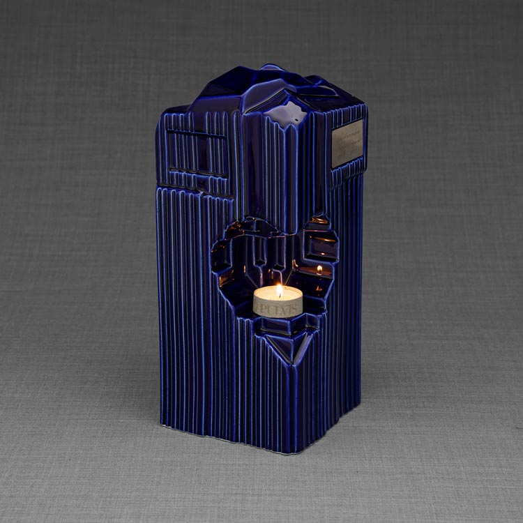 Heart Adult Cremation Urn for Ashes in Metallic Blue