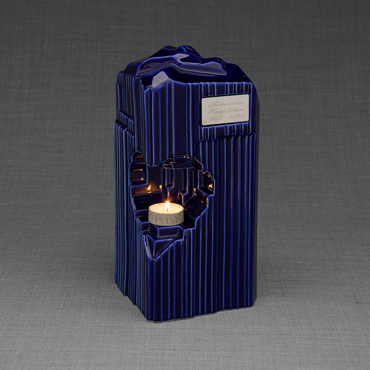 Heart Adult Cremation Urn for Ashes in Metallic Blue