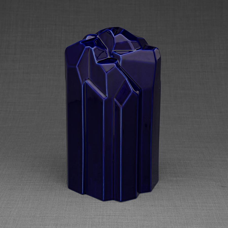 Heart Adult Cremation Urn for Ashes in Metallic Blue and Gold