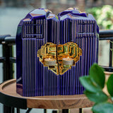 Heart Adult Cremation Urn for Ashes in Metallic Blue and Gold
