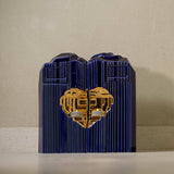 Heart Adult Cremation Urn for Ashes in Metallic Blue and Gold