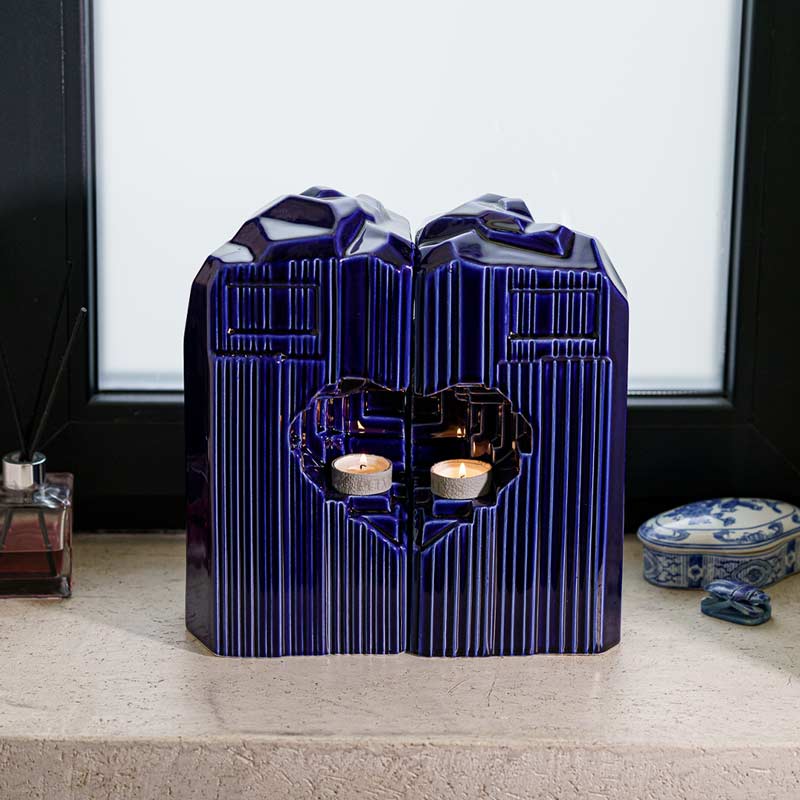 Heart Adult Cremation Urn for Ashes in Metallic Blue