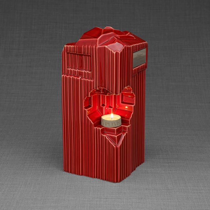 Heart Cremation Urn for Ashes Red Left View