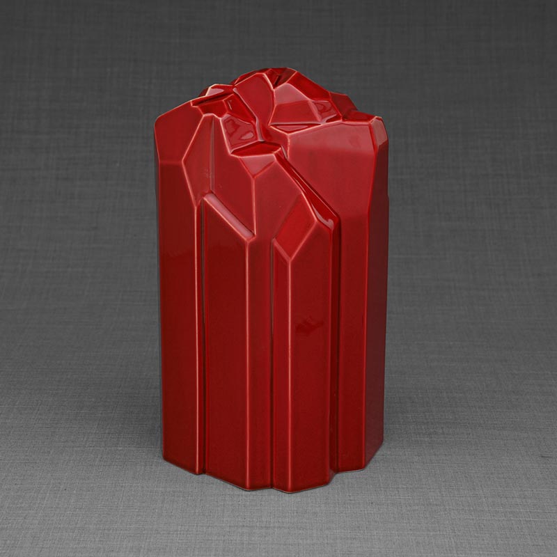 Heart Cremation Urn for Ashes Red ad Gold Rear View