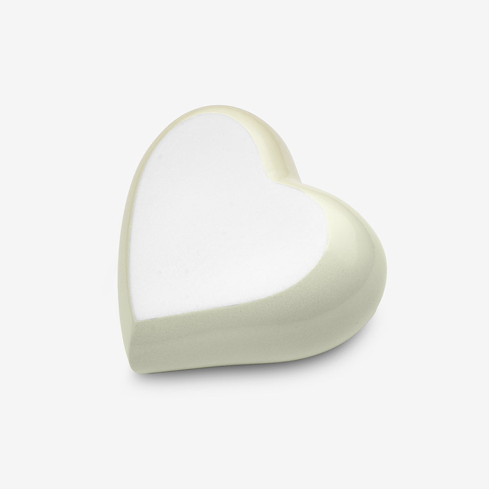 Heart Keepsake Urn for Ashes in Ivory and White