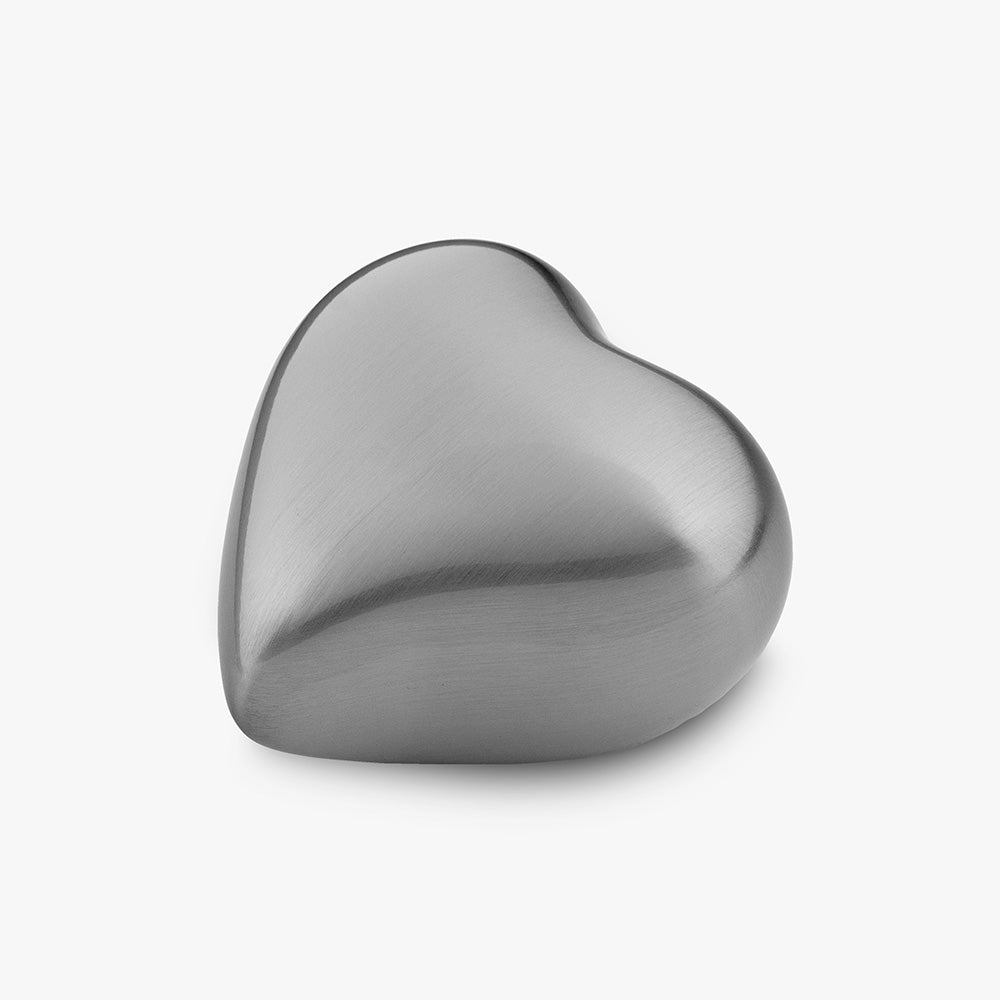 Heart Keepsake Urn for Ashes in Matte Silver