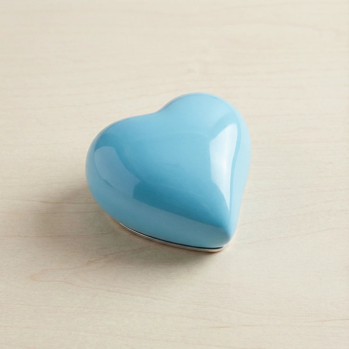 Heart Keepsake Urn for Ashes in Pastel Blue - Metal Edition