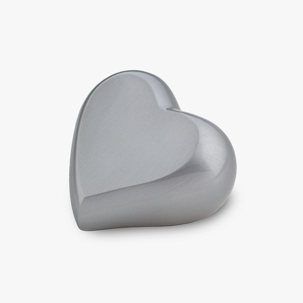 Heart Keepsake Urn for Ashes in Silver Matte Edition