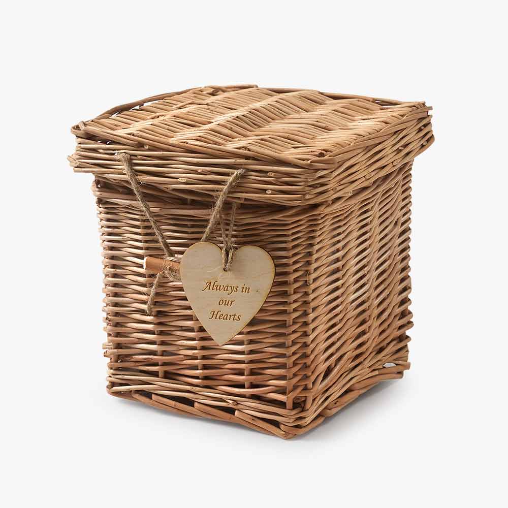 Heart Message Tags on Willow Casket in Studio