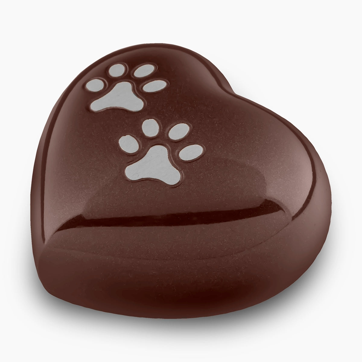 Heart Pawprints Pet Keepsake Urn for Ashes in Dark Brown and Silver