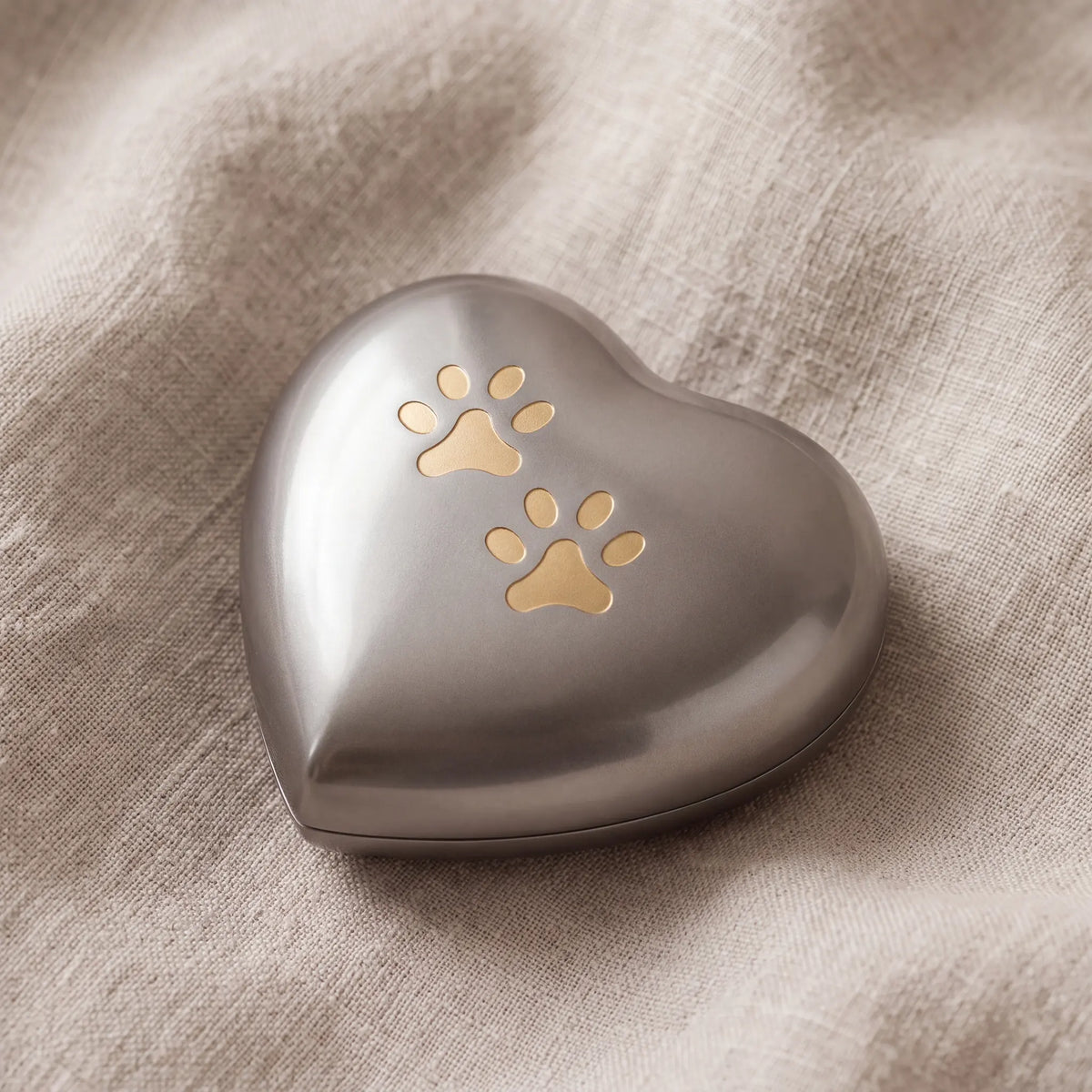 Heart-Pawprints-Pet-Keepsake-Urn-for-Ashes-in-Gold-Silver-On-Linen