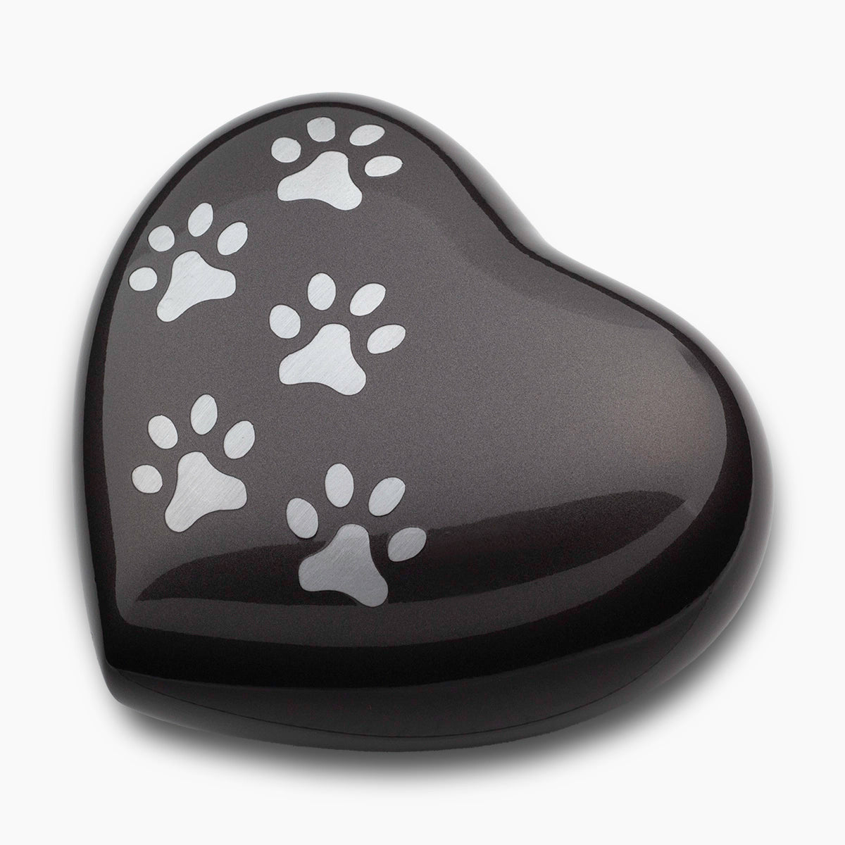 Heart Pawprints Pet Keepsake Urn for Ashes in Graphite and Silver