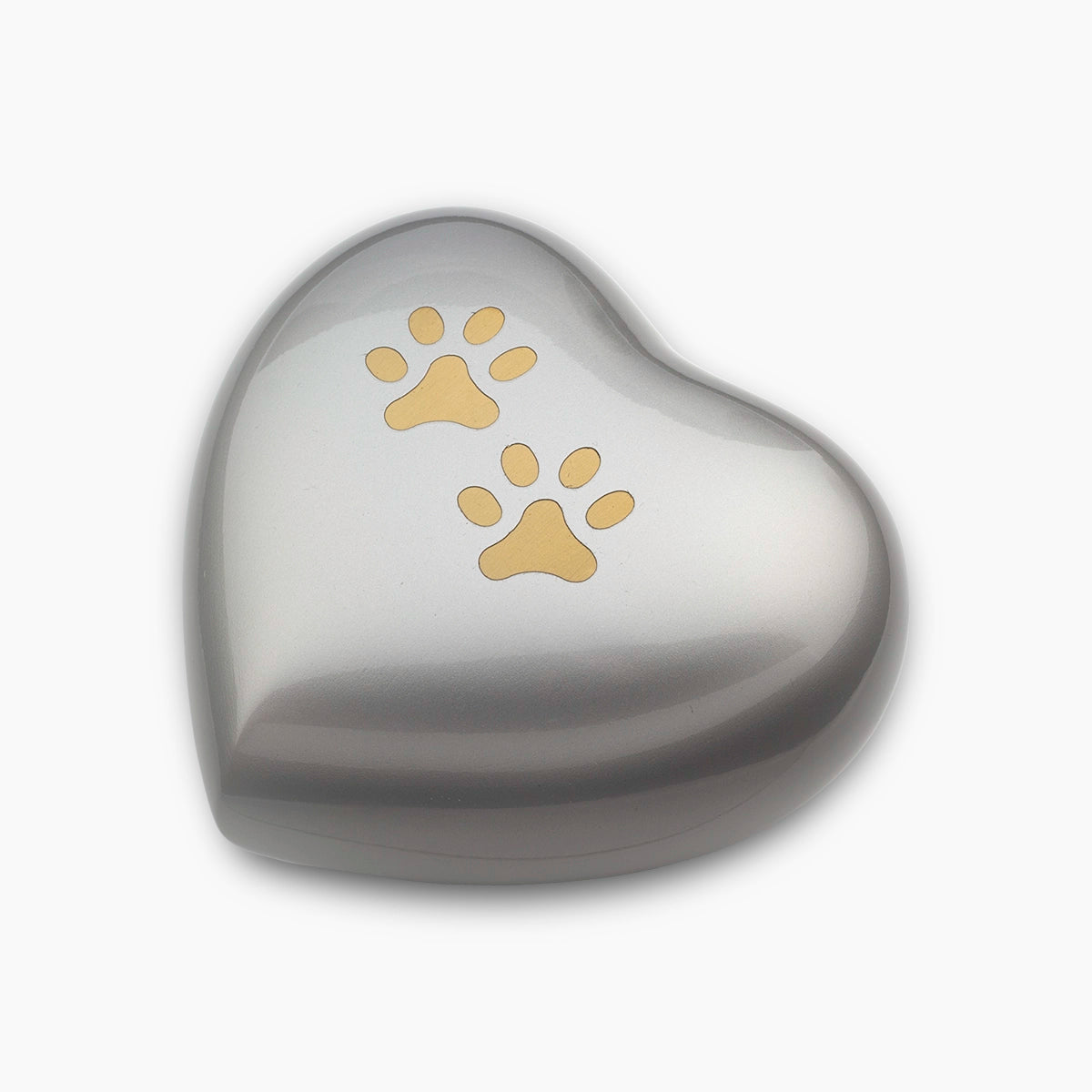 Heart Pawprints Pet Small Urn for Ashes in Gold and Silver