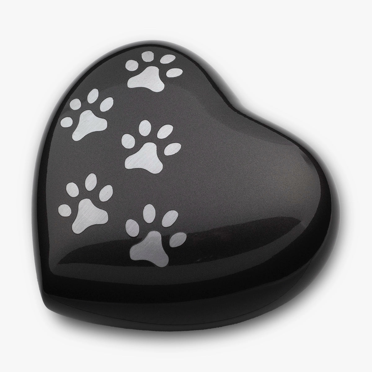 Heart Pawprints Pet Small Urn for Ashes in Graphite and Silver