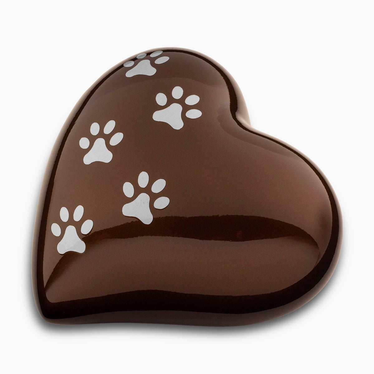 Heart Pawprints Pet Urn for Ashes in Bronze and Silver Large