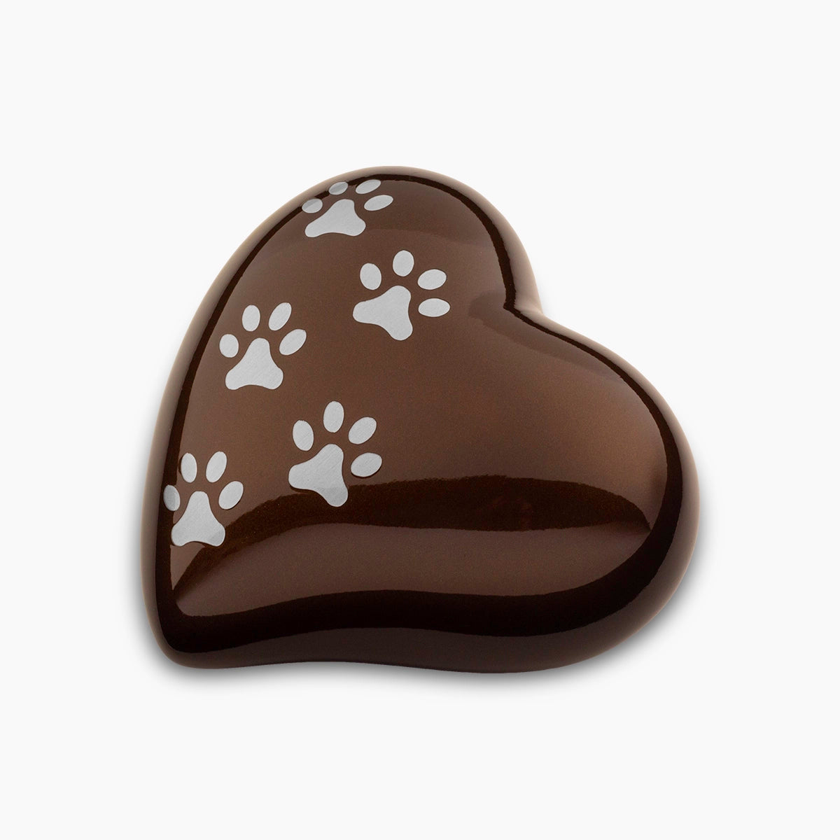 Heart Pawprints Pet Urn for Ashes in Bronze and Silver Medium