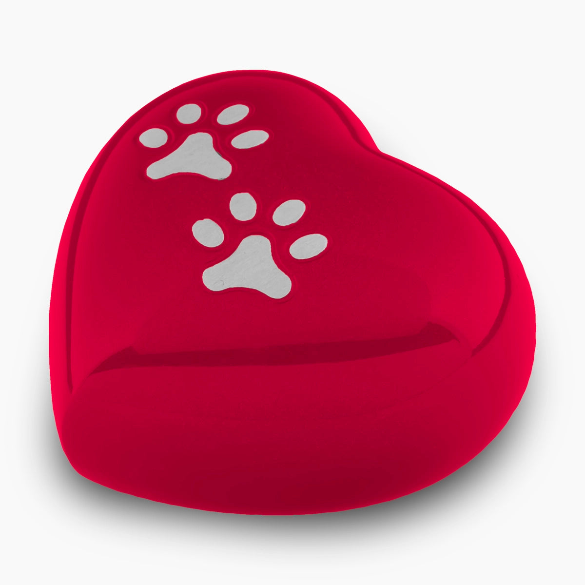 Heart Pawprints Pet Urn for Ashes in Red and Gold