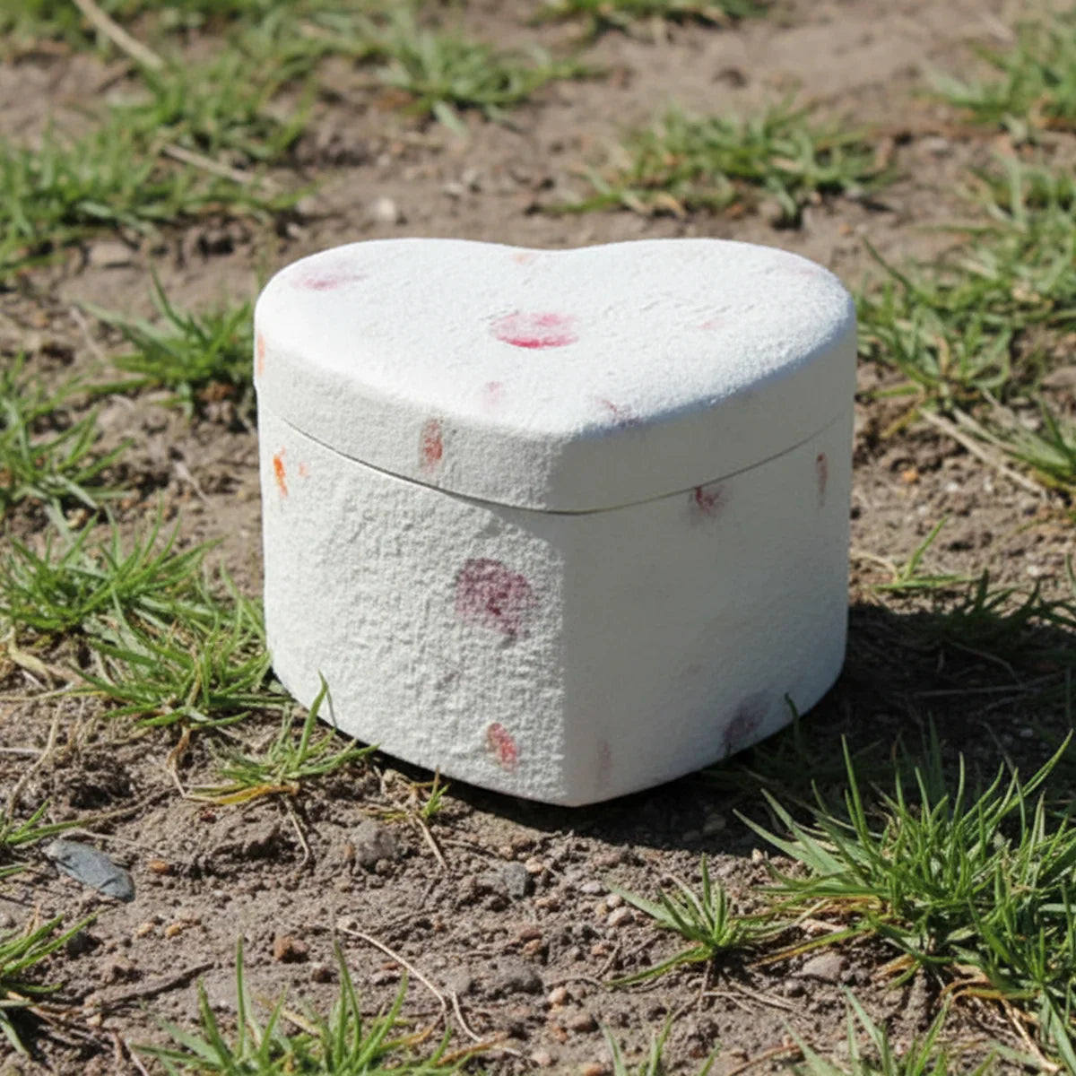 Love Heart Biodegradable Urn for Ashes in Floral - Companion (4.7L)