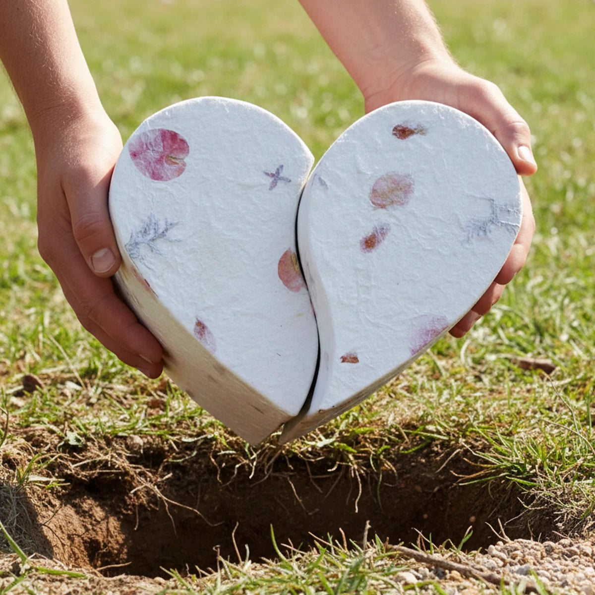 Love Heart Biodegradable Urn for Ashes - Companion (Two Piece)