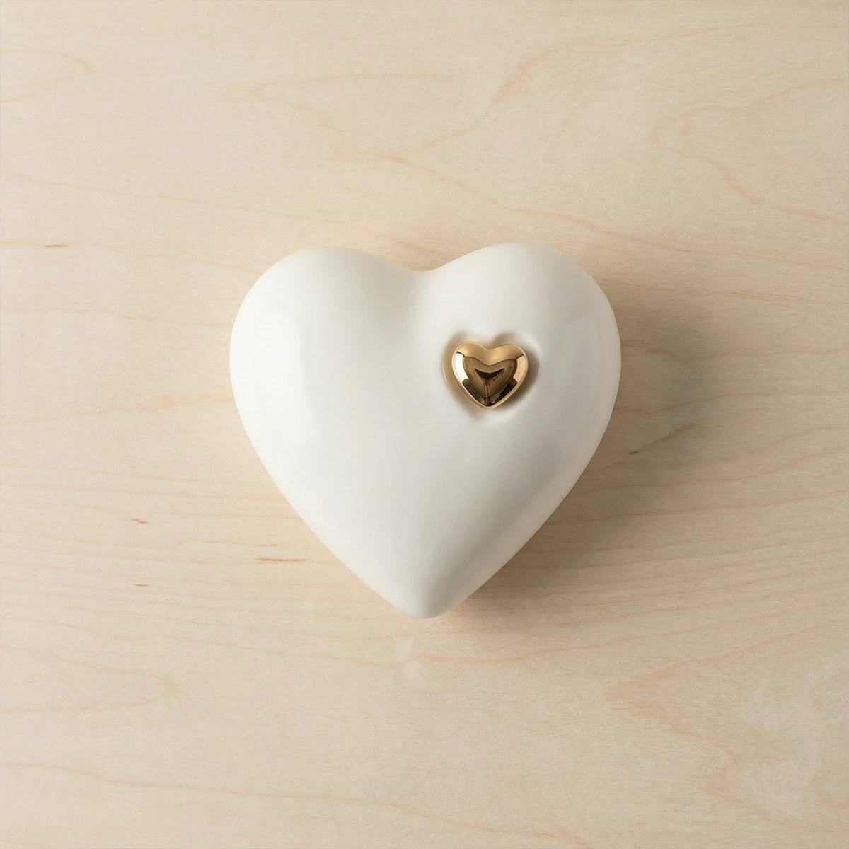 Heart Small Urn for Ashes in White and Gold