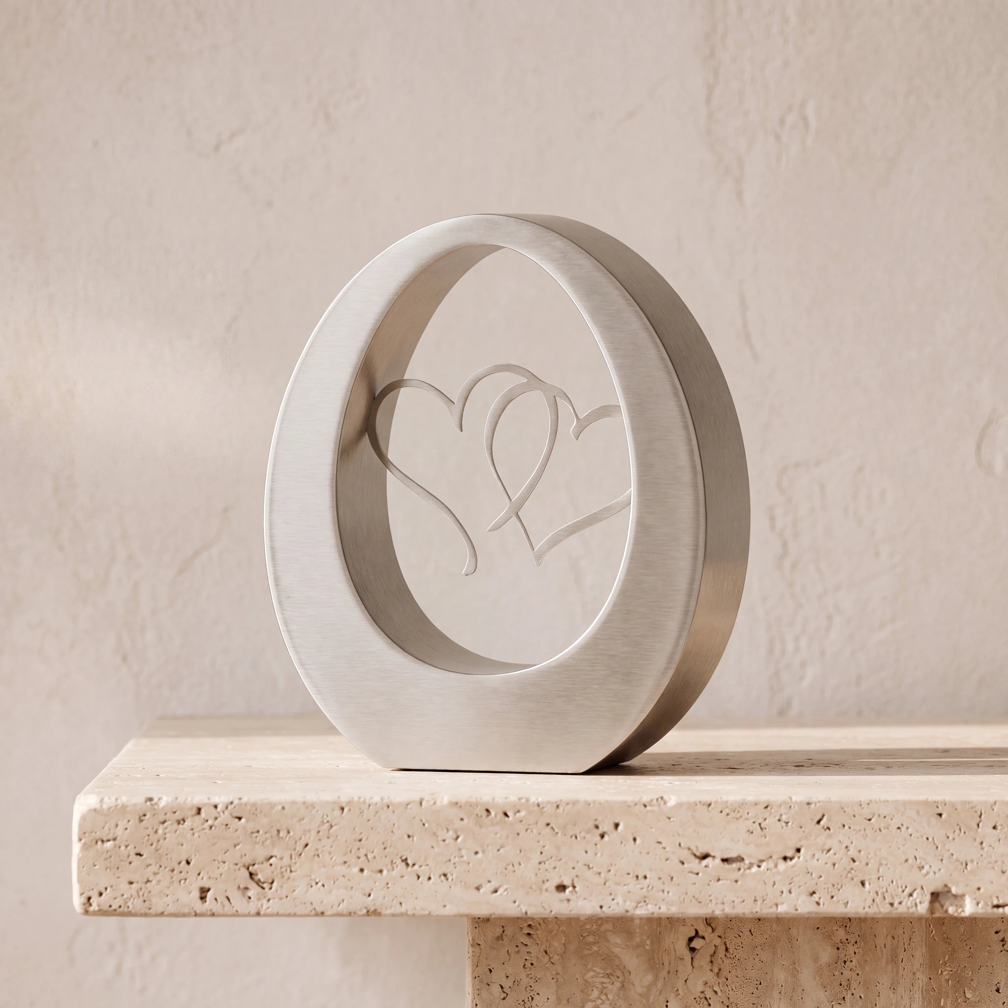 Hearts Adult Cremation Urn for Ashes in Stainless Steel