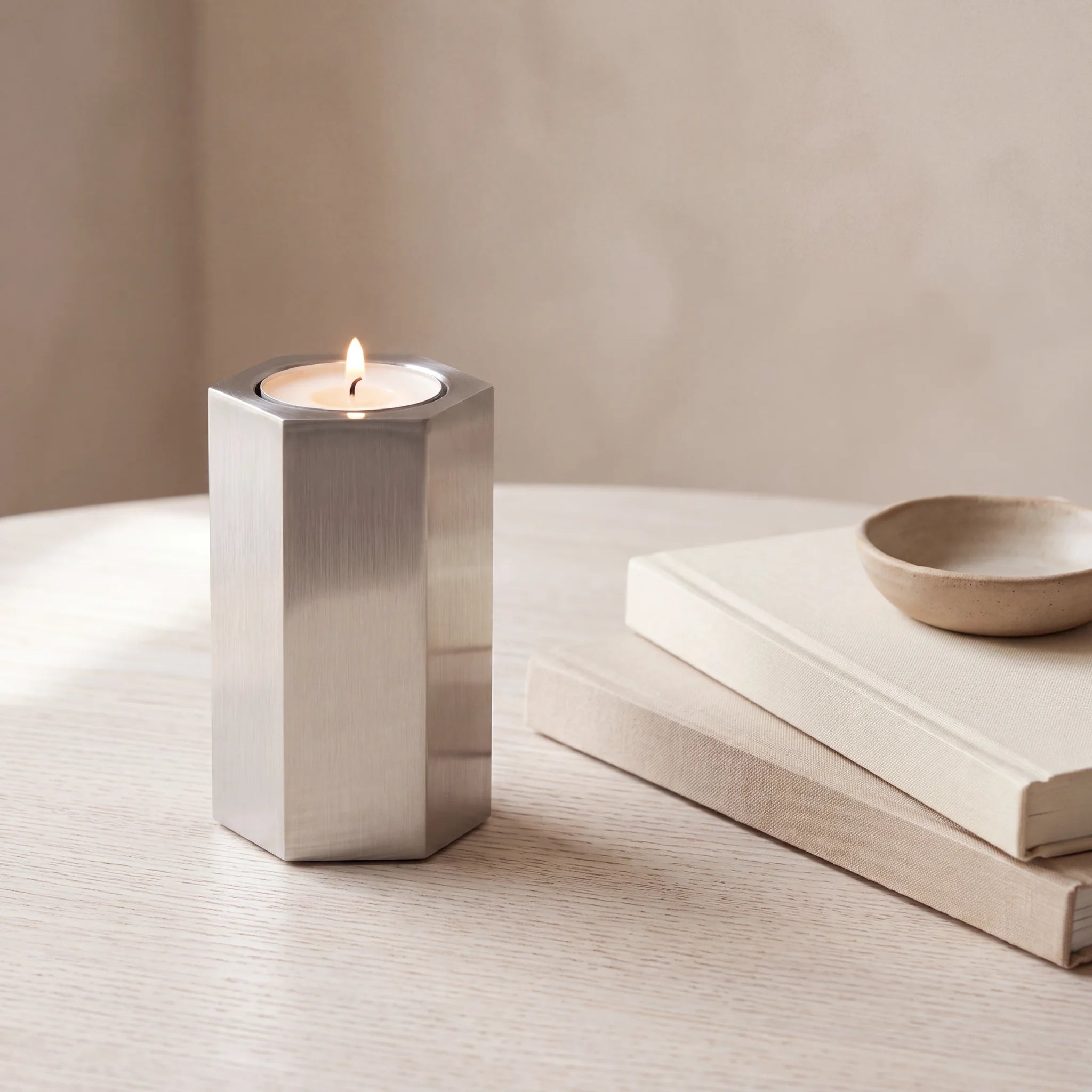 Hexagon-Candle-Extra-Small-Urn-for-Ashes-in-Stainless-Steel-keepsake_books_dish