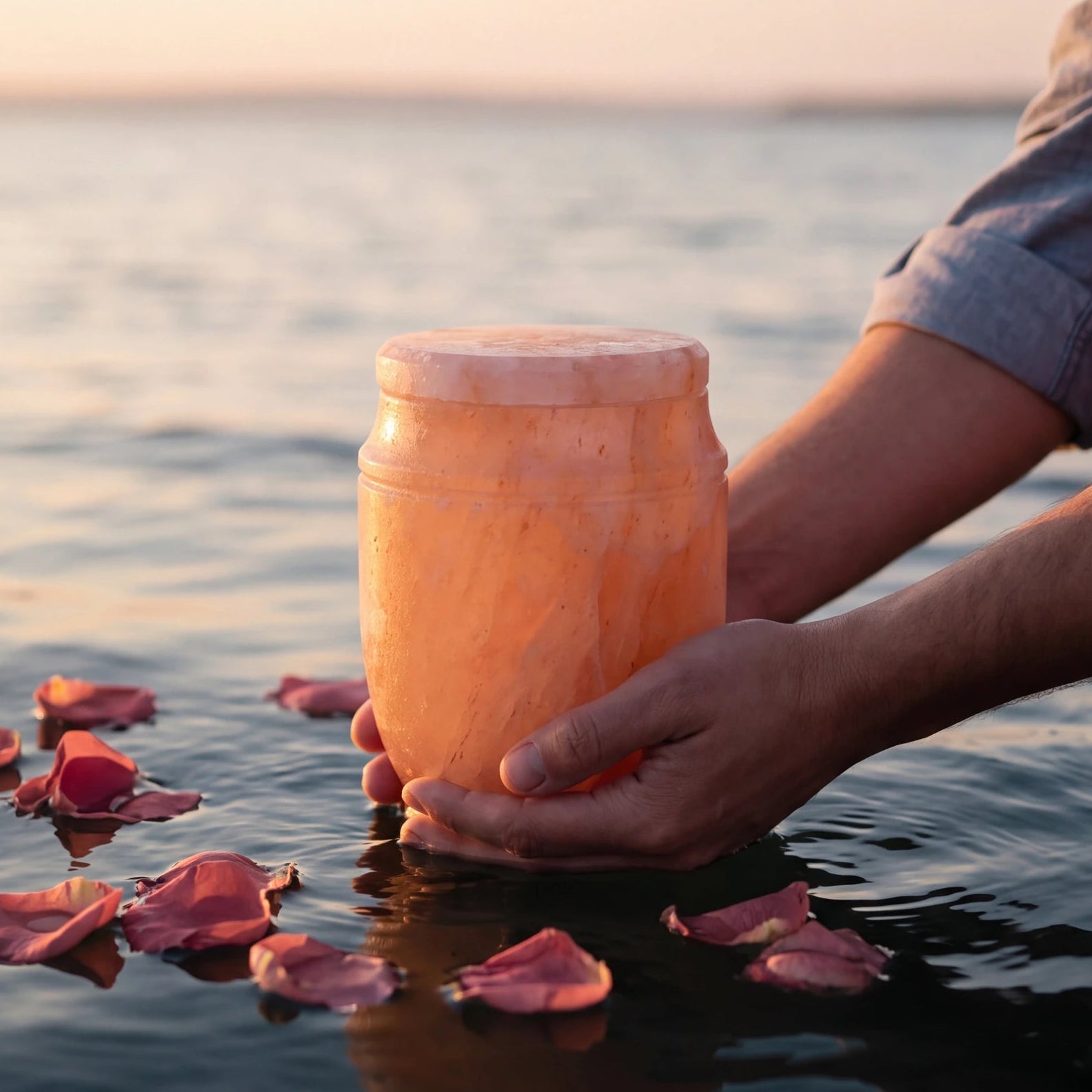 Himalayan Rock Salt Biodegradable Water Urn for Ashes - Medium