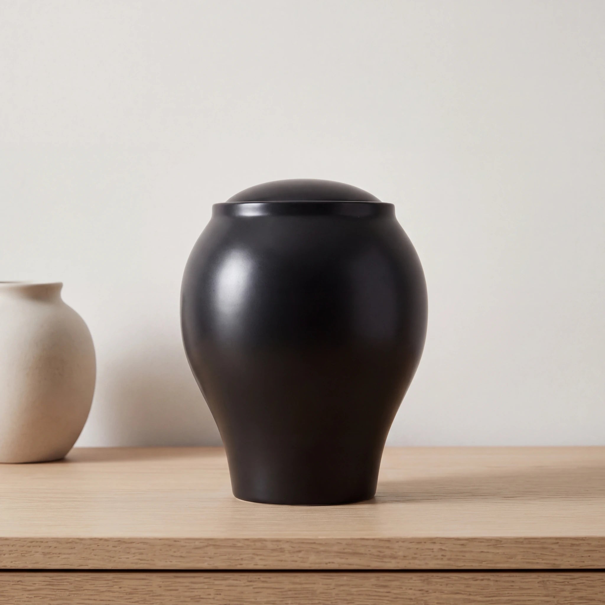 Horse-Cremation-Urn-for-Ashes-in-Pure-Black-Oak-Console