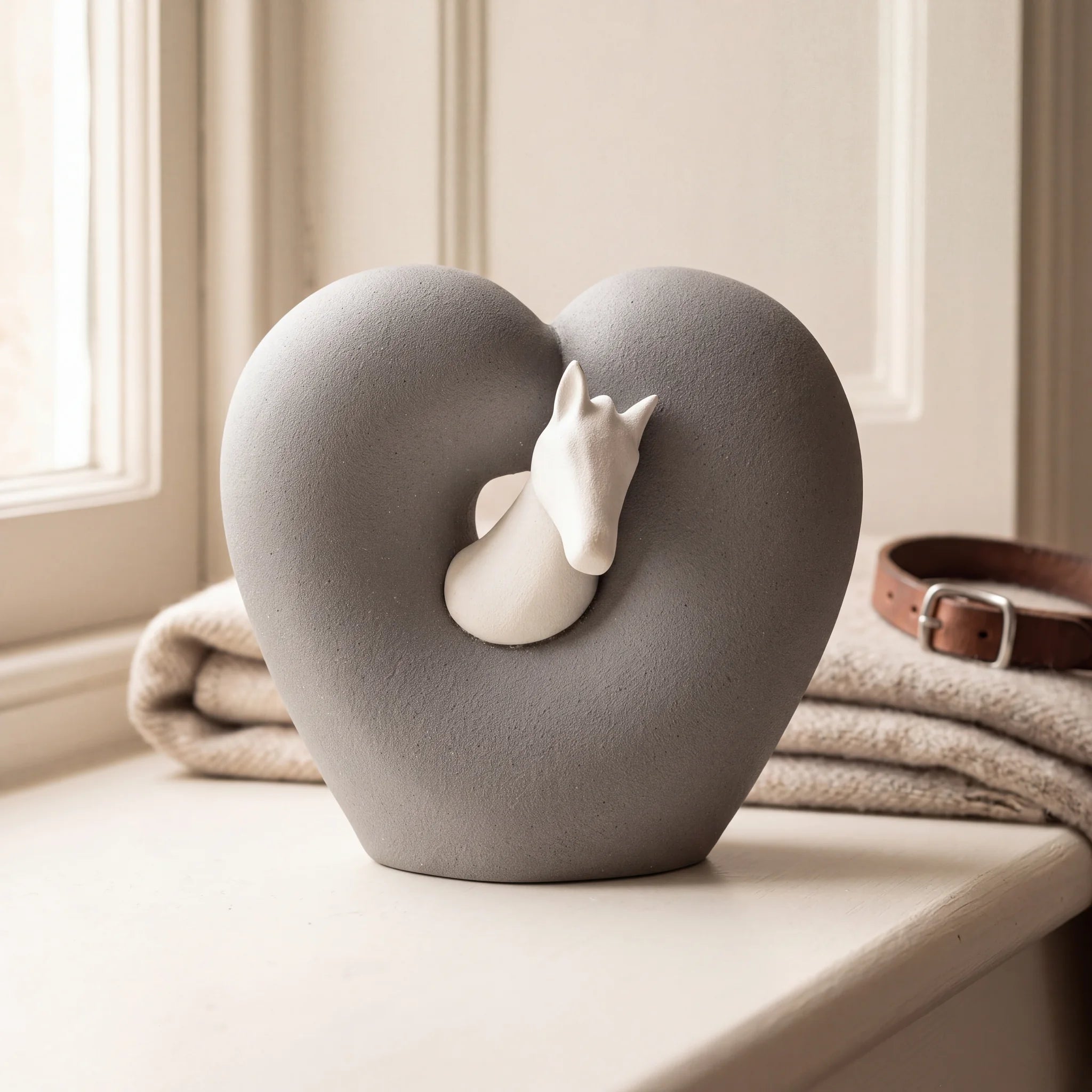 Horse-Heart-Pet-Urn-for-Ashes-in-Grey-White-pet_sunny_sill