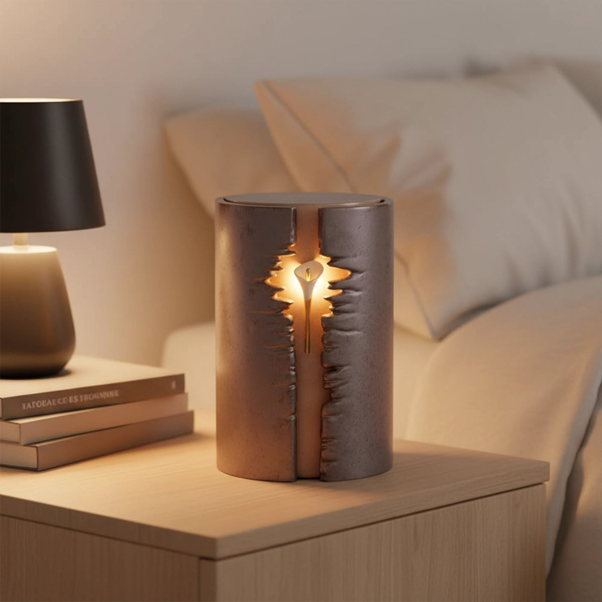 Hug Cremation Urn for Ashes with LED Light in Brown