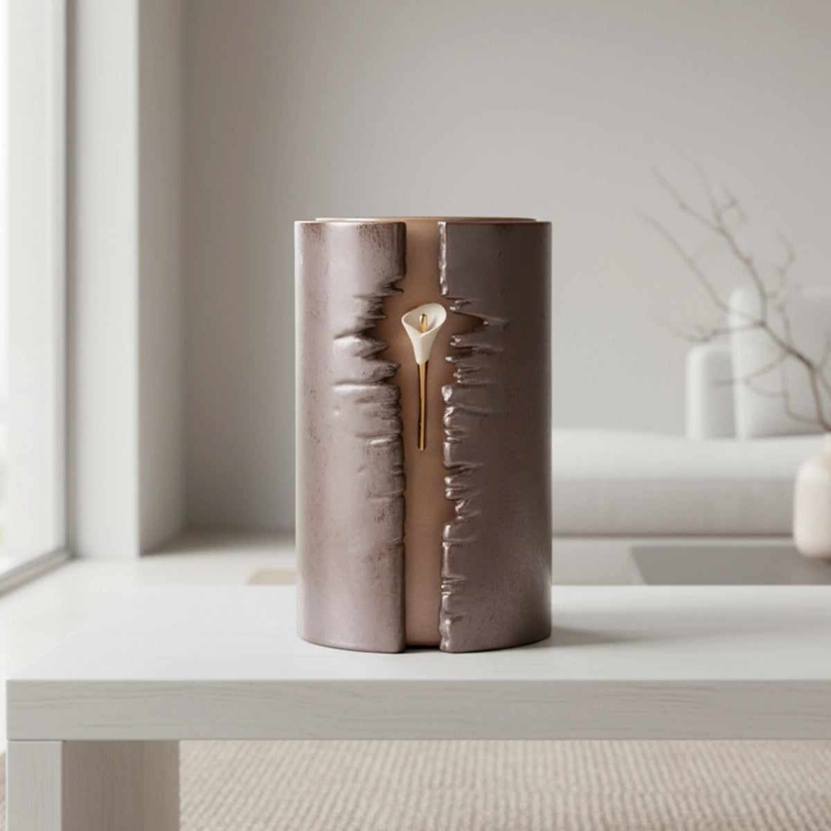 Hug Cremation Urn for Ashes with LED Light in Brown